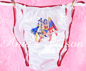 rare satin sissy panties with custom prints hero characters