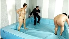 Sexual adult wrestling between 2 BBWs