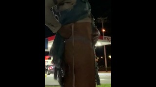 BACKLESS JACKET SHOW SLUTTY SISSY ASS IN PUBLIC WITH ONLY THONG PANTIES