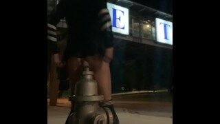 Risky Sissy FIRE HYDRANT DILDO ASSFUCK full vid at Onlyfans