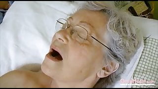 Granny’s Hairy Pussy Filled With Adult Toys