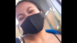 Slave May risky and shameless flashing in bus and station